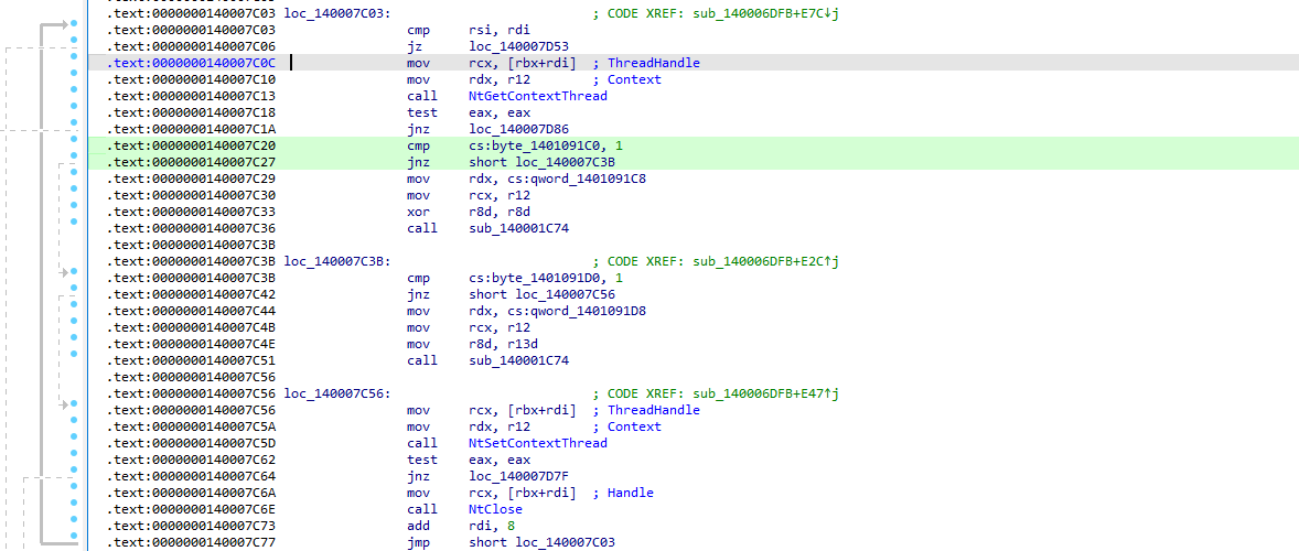 Using NtGetThreadContext and NtSetThreadContext